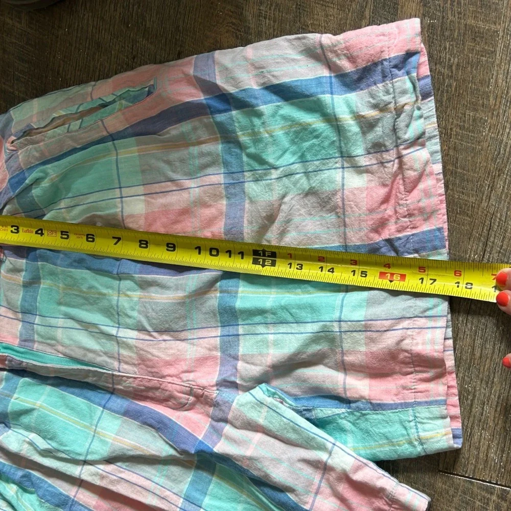 Woolrich Vintage 90s Pastel Plaid Cotton Pleated High Waisted Shorts Pink Teal